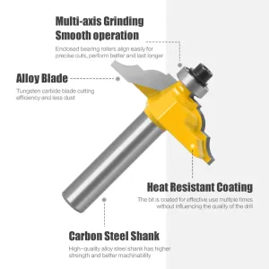 4PCS 8mm Shank Roman Ogee Edge Forming Router Bit Set Classical and Bead Molding and Edging Router Bit 25.4mm/31.7mm/38mm/50mm Cutting Dia