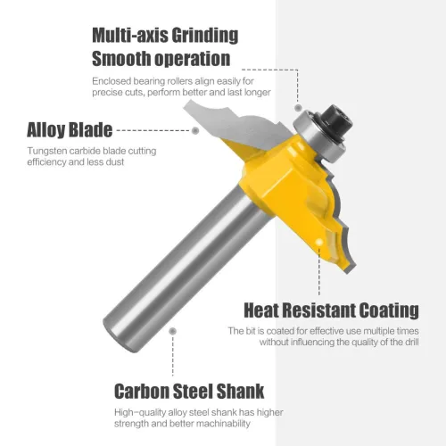 4PCS 8mm Shank Roman Ogee Edge Forming Router Bit Set Classical and Bead Molding and Edging Router Bit 25.4mm/31.7mm/38mm/50mm Cutting Dia