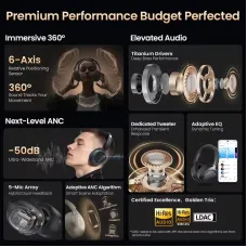 HAYLOU S40 ANC Wireless Headphone bluetoth V6.0 Headset 50dB Noise Canceling LDAC Hi-Res 3D Spatial Audio Dual Drivers Over Ear Headphones with Mic