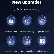 Tevorex A6 Car Multifunctional Vacuum Cleaner with Power Display Replaceable Suction Head Handheld Powerful Suction Rechargeable Car and Home Small Cordless Vacuum Cleaner