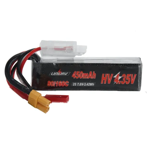 URUAV Power 7.6V 450mAh 80C/160C 2S HV LiPo Battery XT30 Plug for Happymodel Mobula8 Sub250 Nanofly20 iFlight CineBee Whoop Beta FPV Drone