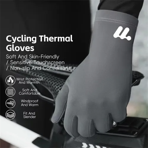 WESBIKING Winter Touchscreen Fleece Thermal Cycling Gloves Windproof Non Slip Soft Comfy Extended Wristband Bike Gloves