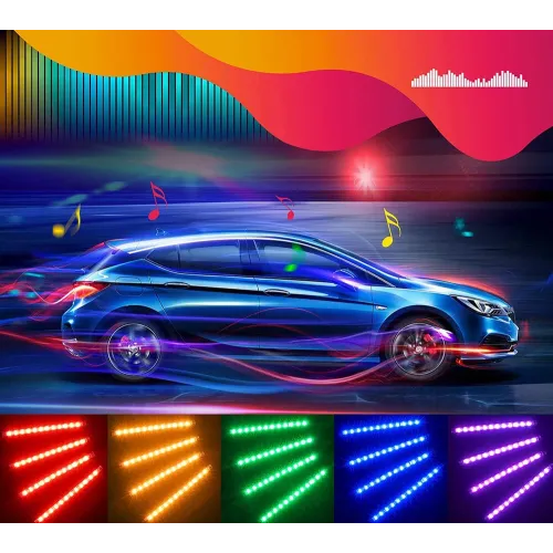 Car Atmosphere Lights Interior APP Control 12V 48 LEDs 1 To 4 Modified LED Colorful Atmosphere Lights Car Foot Interior Lights With Remote Control