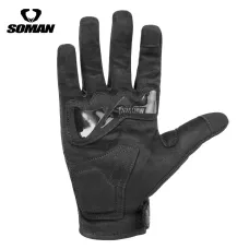 SOMAN Motorcycle Gloves Carbon Fiber Leather Moto Riding Gloves Men Motorbike Protective Gears Motocross