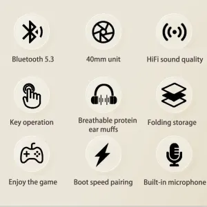 P9Promax Wireless Headset bluetooth Headphone 40mm Magnetic Sound Unit Breathable Earmuffs Built-in Microphone Over-head Headphones