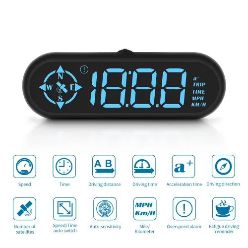 G9 Auto HUD GPS Head Up Display Car Gauge Speedometer With Compass Clock Driving Distance Security Alarm Electronic Accessories