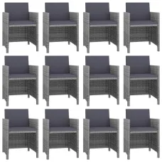 13 Piece Outdoor Dining Set with Cushions Poly Rattan Anthracite