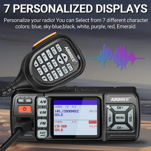 ABBREE AR-318 Walkie Talkie Mini Mobile Radio 25W U/V Band Long Range Dual Mode Watch Voice Encryption Car Walkie Talkie