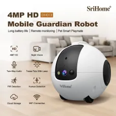 SriHome DH013 4MP HD Smart Pet Camera WiFi Mobile Robot 10000mAh Battery Night Vision Two Way Audio for Monitoring and Playing with Pets