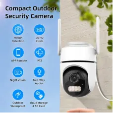 1080P 5X Zoom WiFi Security Camera 2K HD PTZ Panoramic View Color Night Vision Motion Detection Two Way Audio ICSEE APP IP65 Waterproof Work with Alexa Google Assistant