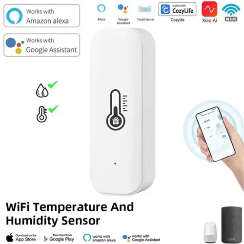 WiFi Temperature Humidity Tester Smart Home Integration Alexa Google Assistant Mobile App Control -10 to 60 0-99% Humidity