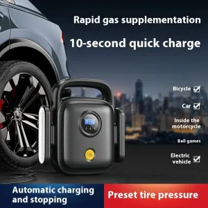 Portable Car Tire Inflator Pump 150PSI Digital Tyre Inflator Air Compressor Auto Stop Preset Pressure LCD Display Air Inflator Pump with SOS LED Light Tyre Pressure Gauge