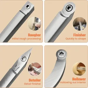 8Pcs Tungsten Carbide Cutters Inserts Set for Wood Lathe Turning Tools WenCrew Universal Carbide Tip Tipped Cutter Tool Accessories(Included 11mm Square 12mm&8.9mm Round 30x10mm Sharp Point Diamond)