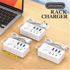 35W 6-Port USB PD Power Strip 3USB-A+3USB-C PD Fast Charging Rack Charger EU Plug US Plug for iPhone 15 14 13 Pro for Huawei Nova Flip for Xiaomi MIX Fold4 for Samsung Galaxy Z Flip6