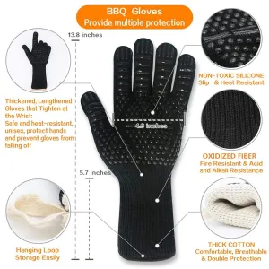 Heat Resistant BBQ Gloves Multi-purpose Grilling Gloves 1472 F Heat Resistant Grilling Gloves Grilling Set for Grilling Baking
