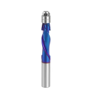 1/2" Shank Woodworking YK20 Carbide CNC Router Bit Blue Coated Compression Flush Trim Mill for Slotting and Trimming