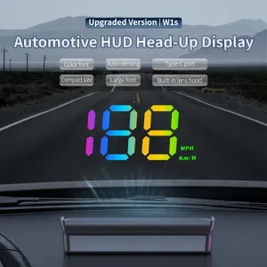 Weiying W1S Automotive HUD Display 10Hz Dual-Mode GPS Speed Monitor Type-C Large Font Plug And Play