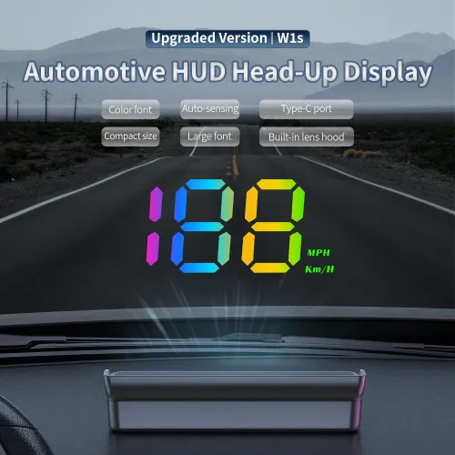 Weiying W1S Automotive HUD Display 10Hz Dual-Mode GPS Speed Monitor Type-C Large Font Plug And Play
