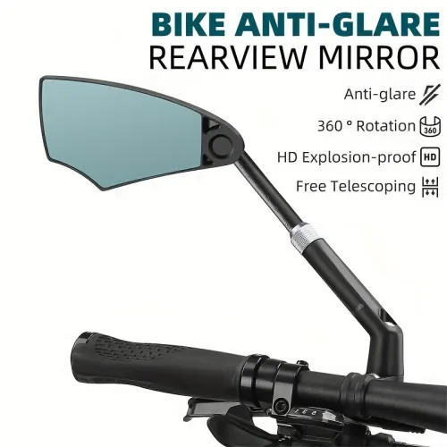 WESBIKING HAnti-Glare Bike Rearview Mirror 360 Rotation Adjustable Retractable Reflector for 20-23mm Bicycle Electric Scooter Handlebars