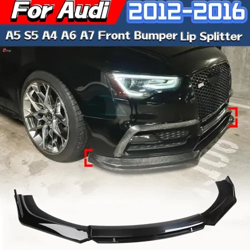 Front Bumper Splitter Lip Front Bumper Spoiler Diffuser Body Modification Kit For Audi A5 S5 A4 A6 A7 2012 2013 2014 2015 2016