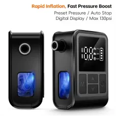 WESBIKING Mini Electric Air Pump 130PSAuto-Stop Portable Digital Display Type-Charging Illuminated Inflator Pump for Bike Moto Balls