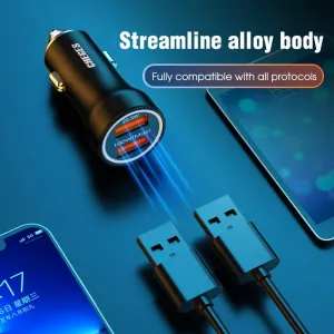 CGS-01 12-24V Dual USB Car Charger 100W+22.5W for Mobil Tablet Charging Compatible with for Huawei for Xiaomi for Samsung