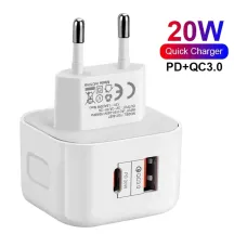 YSY-6087 20W 2-Port USB PD Charger USB-A+USB-C PD QC3.0 Fast Charging Wall Charger Adapter EU Plug US Plug for iPhone 16 15 Plus 14 13 12 Pro Max for Huawei Mate XT for Xiaomi 15pro