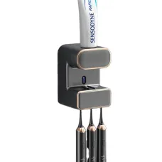 Automatic UV Sanitizer Toothbrush Holder Contact-Free Toothpaste Dispenser Wall-Mounted No-Drill Rack Smart Sterilizatio