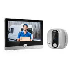 C85 Tuya Smart WiFi Video Doorbell 1080P Peephole Camera with 4.3 inch Display Support PIR Motion Detection Two-way Audio Home Security Door Bell