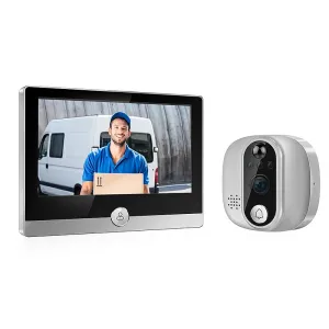C85 Tuya Smart WiFi Video Doorbell 1080P Peephole Camera with 4.3 inch Display Support PIR Motion Detection Two-way Audio Home Security Door Bell