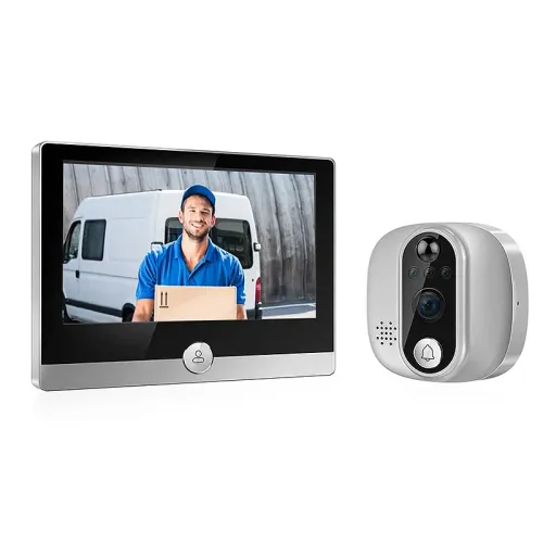 C85 Tuya Smart WiFi Video Doorbell 1080P Peephole Camera with 4.3 inch Display Support PIR Motion Detection Two-way Audio Home Security Door Bell