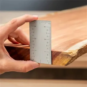 Stainless Steel Square Edge Ruler Compact Measuring Tool 8.9 x 5 cm Portable Metric and Inch Markings Professional Precision