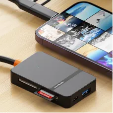 8-in-1 USB3.0 Card Reader with Type-C/Lightnig Interface Micro SD TF CF MS Memory Card Adapter 5Gbps High Speed Support OTG for Laptop PC