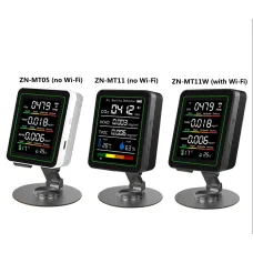 Upgrade 5in1 Air Quality Monitor Wifi APP CO2 HCHO Formaldehyde Detector High Accuracy Sensor  Temperature Humidity Rechargeable Battery Long Usage Portable Indoor Outdoor Use HD Color Display ZN-MT11