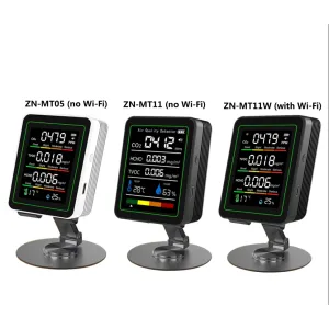 Upgrade 5in1 Air Quality Monitor Wifi APP CO2 HCHO Formaldehyde Detector High Accuracy Sensor  Temperature Humidity Rechargeable Battery Long Usage Portable Indoor Outdoor Use HD Color Display ZN-MT11