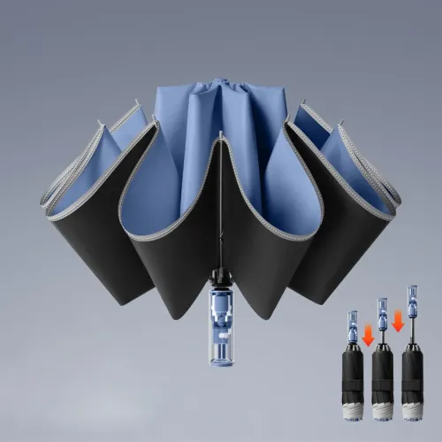 Fully Automatic Umbrella Safety Anti-Rebound Reverse Folding Umbrella Sunny Rainy Dual-Use Sunshade Umbrella
