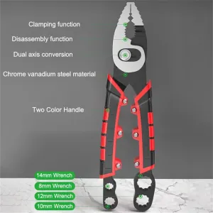 Multifunctional Fish Nose Pliers Double Axis Design 80mm Opening Chromium Vanadium Steel Wire Cutter Ergonomic Handle 215mm Length TPR Plastic