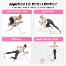 Warmounts 440lbs Capacity Foldable Adjustable Ab Trainer Core Workout Machine with Resistance Bands Men Women Exercise Equipment with Knee Protection for Home Gym Fitness