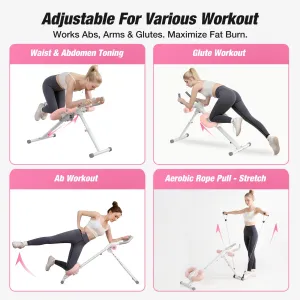 Warmounts 440lbs Capacity Foldable Adjustable Ab Trainer Core Workout Machine with Resistance Bands Men Women Exercise Equipment with Knee Protection for Home Gym Fitness