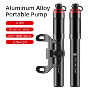 WOT120PS Aluminum Alloy Air Pump High-Pressure Power UFrench Nozzle Waterproof 68g Lightweight for Bike Football