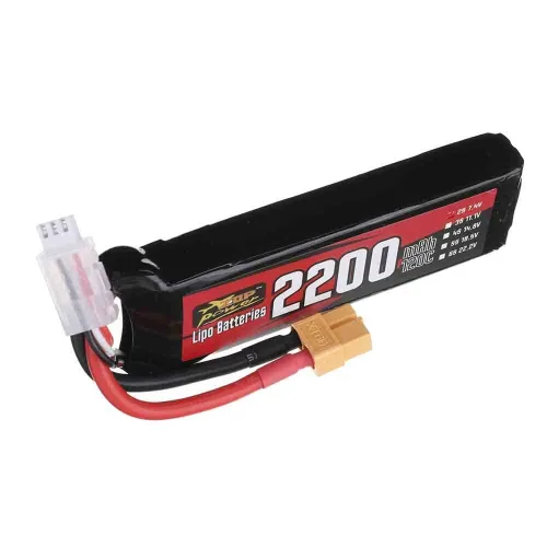 ZOP Power 7.4V 2200mAh 120C 2S LiPo Battery XT60 Plug with Adaper for RC Drone