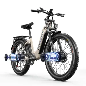 USA Direct Shengmilo S700 Electric Bike 48V 17.5AH SamsungBattery 1000W*2 Dual Motors Recommended Top Speed 25KM/H 26inch Tires 90KM Max Mileage 150KG Max Load Electric Bicycle