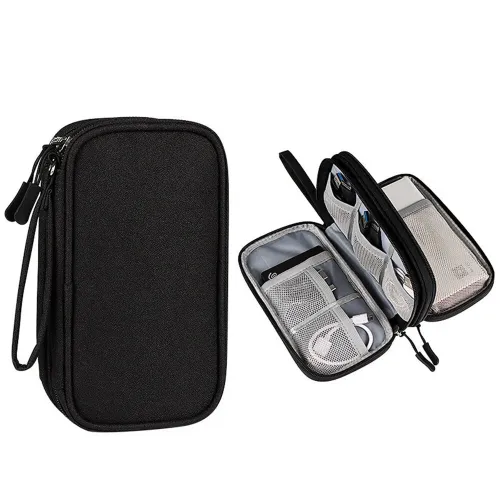 Double Layer Travel Portable Digital Product Storage Bag, U Disks Hard Disks Protective Cover, USB Data Cable Organizer Headset Charging Treasure Box Accessories Case