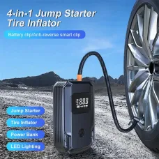 Car Jump Starter with Air Compressor Portable Booster Charger 1200A Powerful Battery Starting Device with Flashlight Tire Inflator