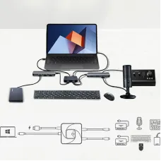 C-HD019 8K 60Hz USB-C Bi-Direction Switch 1x2/2x1 Data Video Switcher USB 3.0 Gen2 PD 100W Splitter for Computer Monitor Multiple Source KVM