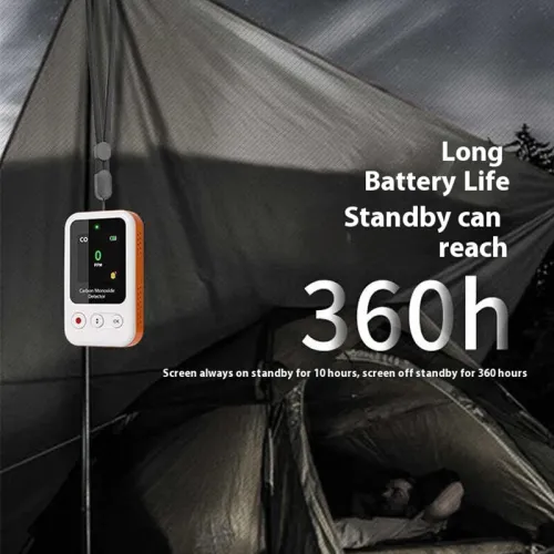 GZ-C010 Portable CO Detector with LCD Display 0-1000PPM Range 360H Standby Time Type-C Rechargeable 55g Lightweight for Home Travel Camping Safety