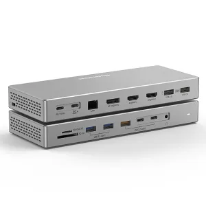 Blueendless HD1601 16-in-1 Type-C Docking Station with USB2.0 USB3.2 PD100W DP/HD Gigabit Port 3.5mm Audio SD&TF3.0 PC Multiports Splitter Adapter