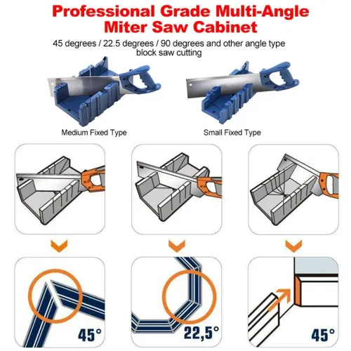 Wood Cutting Clamping Miter Box 22.5/45/90 Degree Saw Guide Angle Tool Multi-angle Jig Kit DIY Tools ABS Saw Cabinet