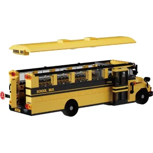 10002 788PCS Classic Yellow American School Bus Model Building Blocks Assembled Kit Small Particle DIY Educational Toys Kid Gift