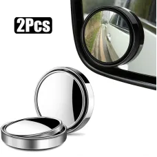 2Pcs Round Frame Convex Blind Spot Mirror Safety Driving Wide-angle 360 Degree Adjustable Clear Rearview Mirror Car Accessories